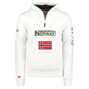 Geographical Norway Felpa Gymclass con Cappuccio Bianco Uomo