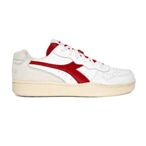 Diadora Sneakers Causal Mi Basket Low Paura in Pelle Bianco Rosso