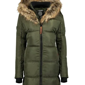 Geographical Norway Parka Con Cappuccio Fisso E Pelliccia Rimovibile Verde Donna