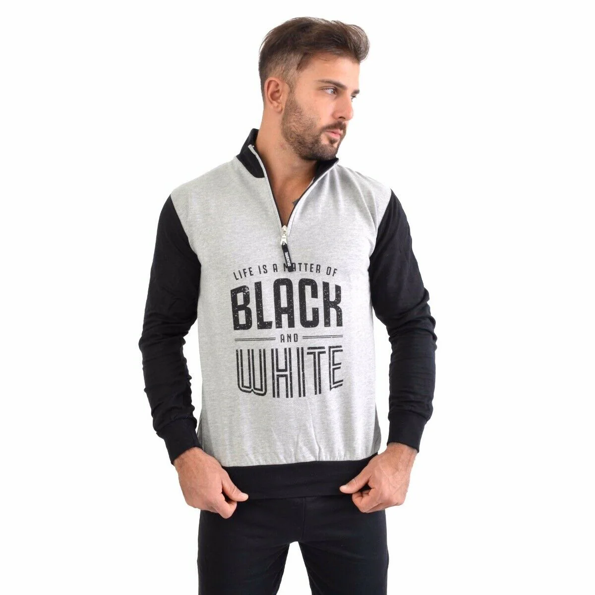 Pigiama completo lungo Juventus fc calcio Grigio Uomo caldo cotone - immagine 5
