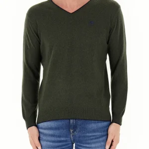North Sails maglione misto cashmere SCOLLO V LOGO ricamo finezza 12 699776 verde forest