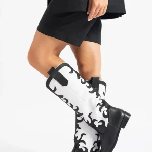 Stivali 290 pelle bianco e nero