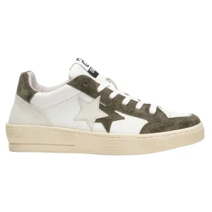 2star Scarpe Sneakers Made In Italy in Pelle Bianco Marrone Uomo