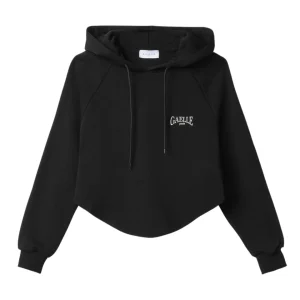 Gaelle Felpa con Cappuccio Stondata Cotone Nero Donna GAABW01207