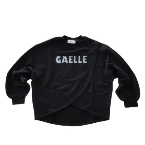 Gaelle Felpa con Logo Frontale Ricamato A Mano Cotone Nero Donna GAABW01275