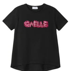 Gaelle Mezza Manica In Jersey Con Logo Ricamato A Mano Nero Donna