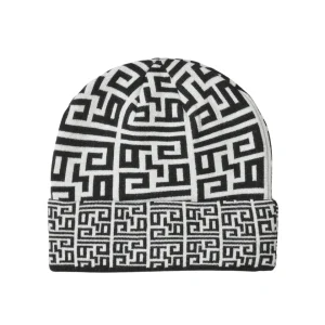 Gaelle Jacquard Fantasia Lettering Berretto Beanie Bianco Unisex
