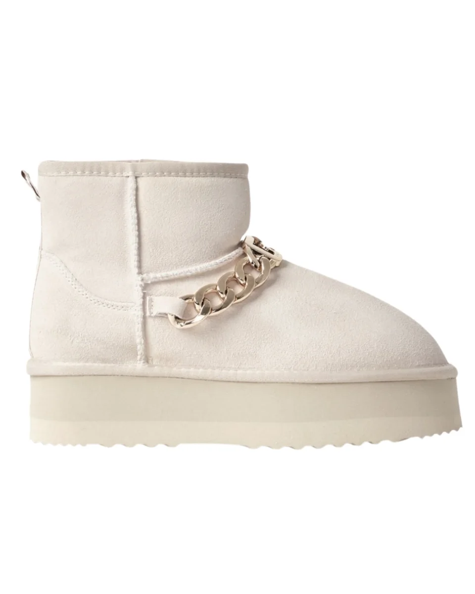 Gaelle Eskimo Boot Con Pelliccia E Catena Decorativa Bianco Donna