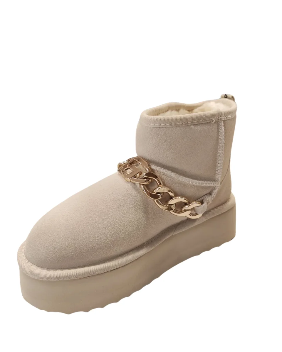 Gaelle Eskimo Boot Con Pelliccia E Catena Decorativa Bianco Donna - immagine 5