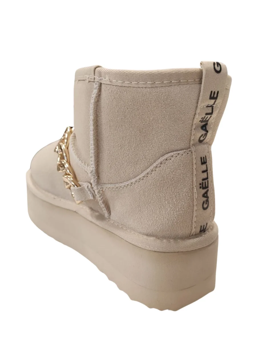 Gaelle Eskimo Boot Con Pelliccia E Catena Decorativa Bianco Donna - immagine 6