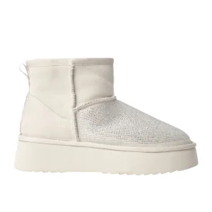 Gaelle Eskimo Boot Con Pelliccia E Applicazione Strass Bianco Donna