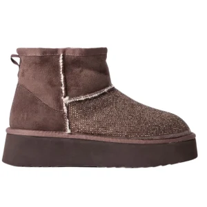 Gaelle Eskimo Boot Con Pelliccia E Applicazione Strass Marrone Donna