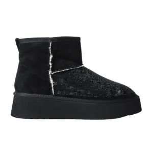 Gaelle Eskimo Boot Con Pelliccia E Applicazione Strass Nero Donna