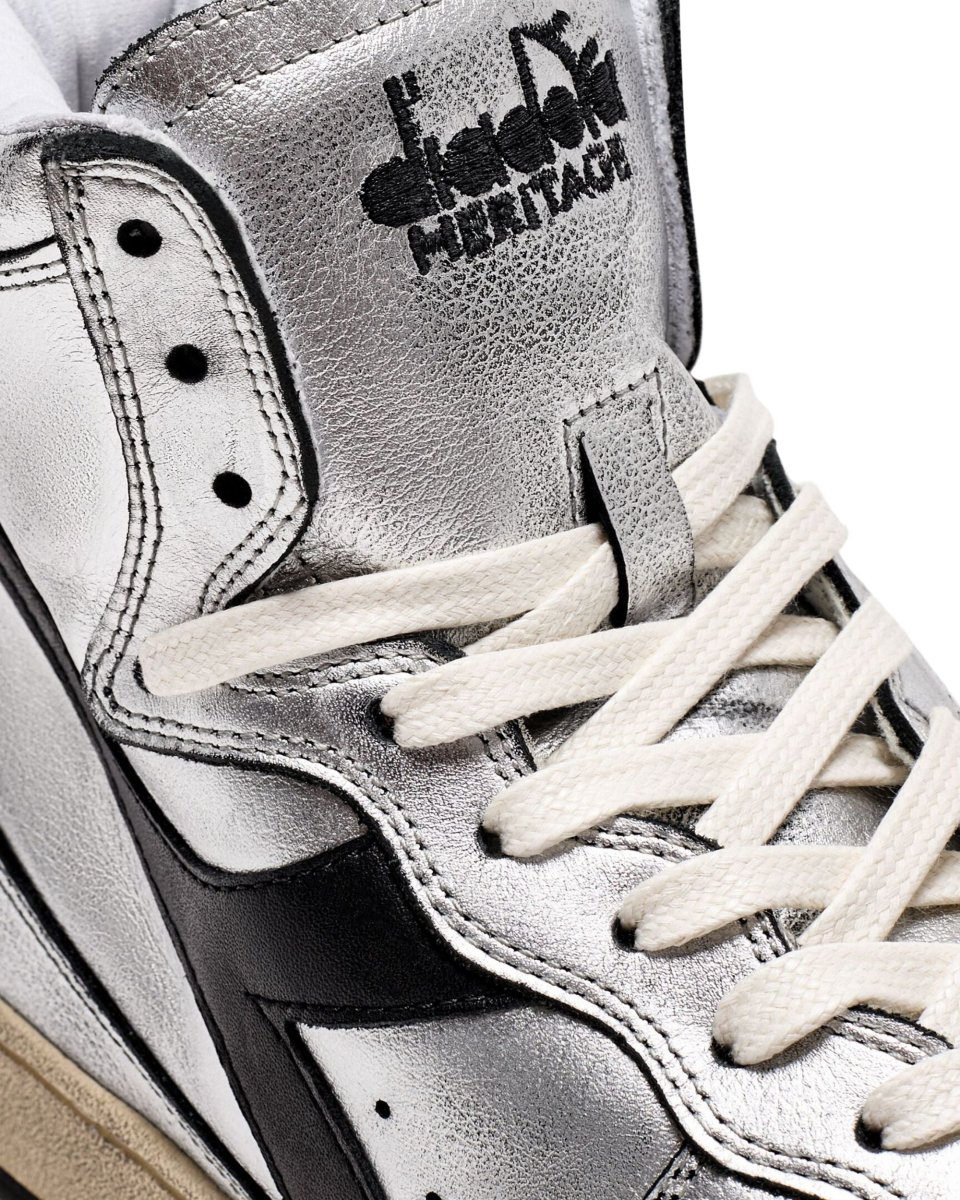 Diadora Heritage Pelle Premium Stone Wash Ceratura Naturale Argento Donna - immagine 8