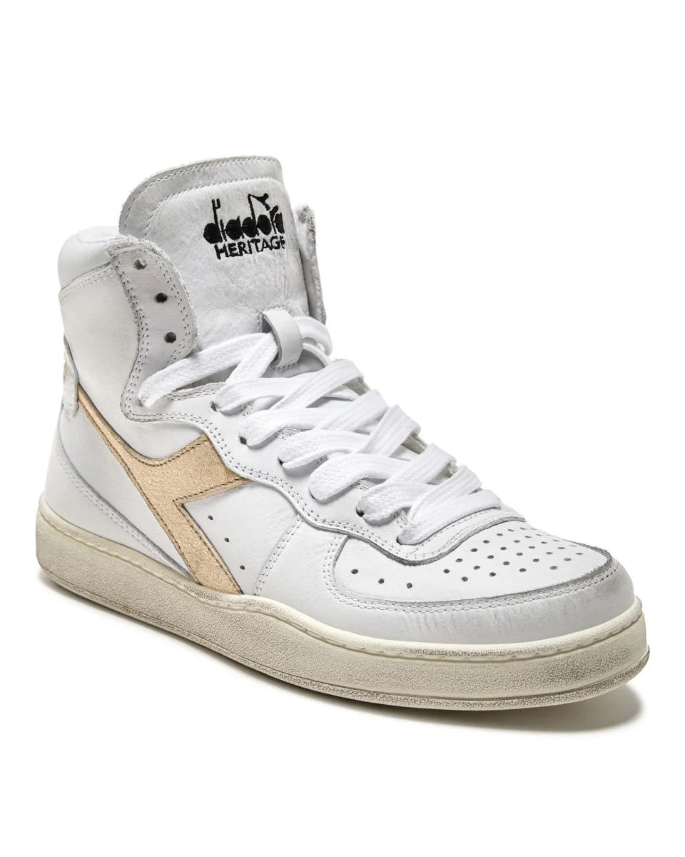 Diadora Heritage Pelle Premium Stone Wash Ceratura Naturale Bianco Donna - immagine 3