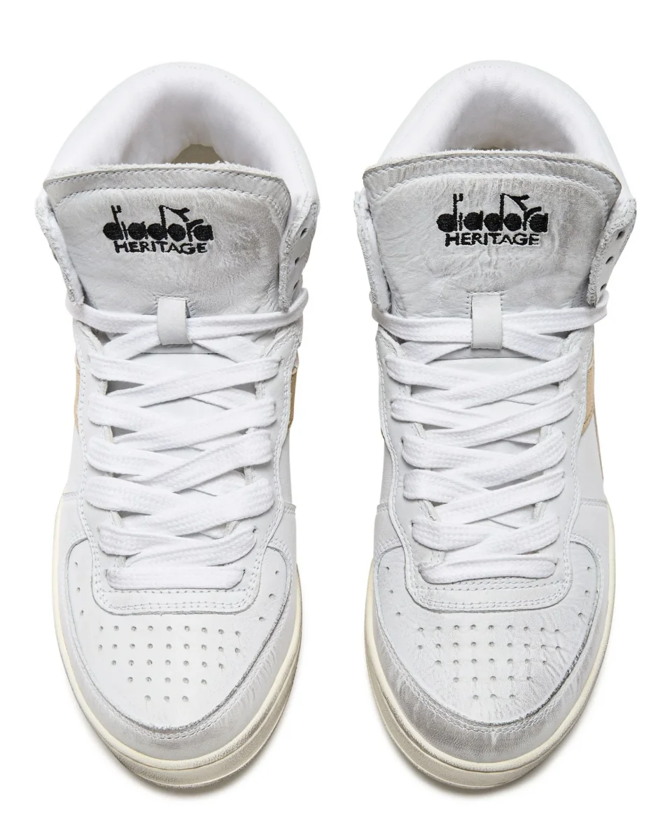 Diadora Heritage Pelle Premium Stone Wash Ceratura Naturale Bianco Donna - immagine 4