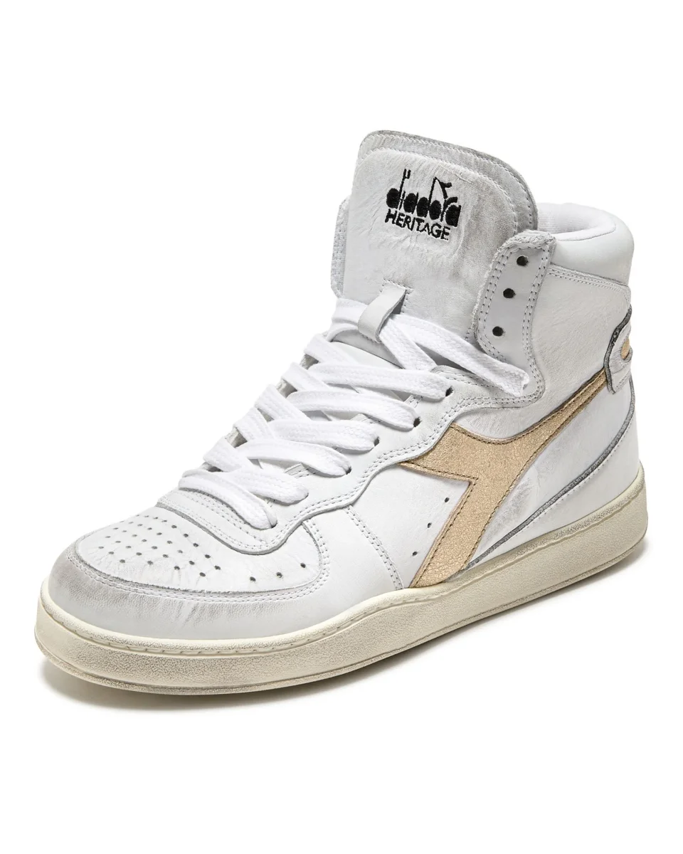 Diadora Heritage Pelle Premium Stone Wash Ceratura Naturale Bianco Donna - immagine 5