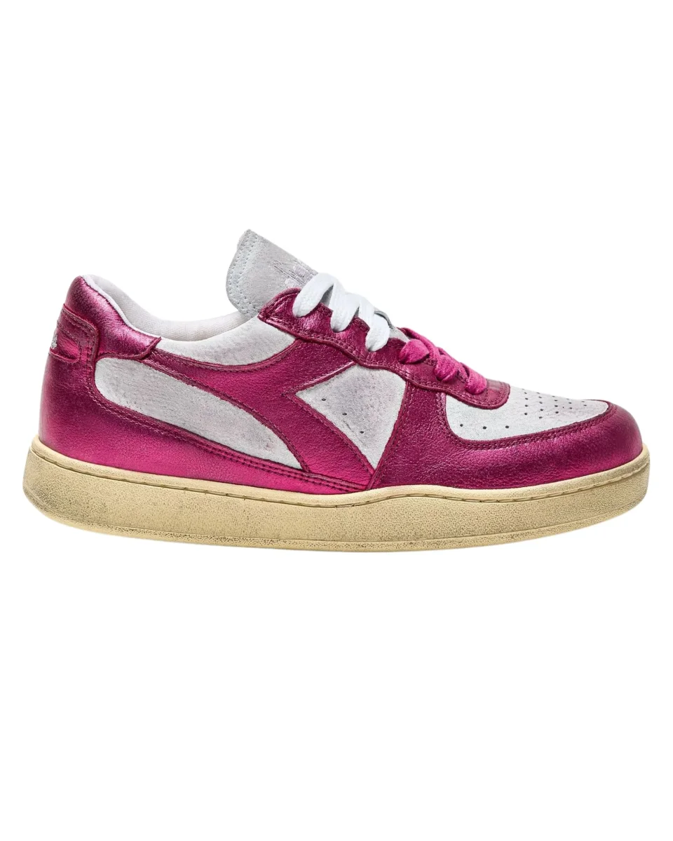 Diadora Heritage Tomaia In Pelle Effetto Used Bianco Donna