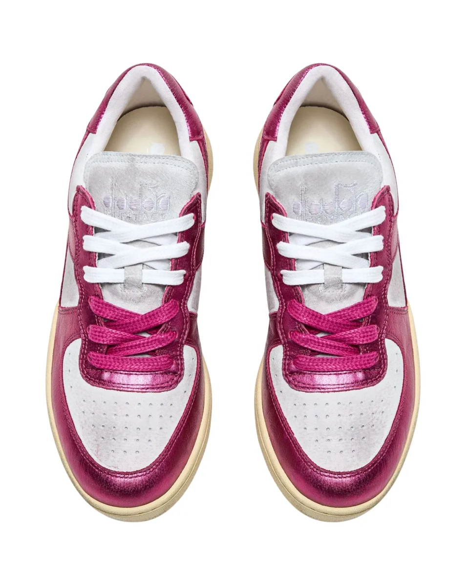 Diadora Heritage Tomaia In Pelle Effetto Used Bianco Donna - immagine 4