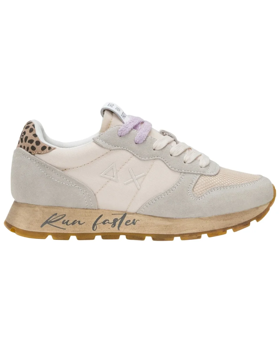 Sun68 Sneaker Casual Ally VIntage Pelle e Tessuto Bianco Panna Donna Z44207