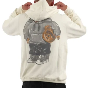 Disclaimer Felpa con Cappuccio 100% Cotone Bianco Latte Maxi Disegno Posteriore Uomo 55153