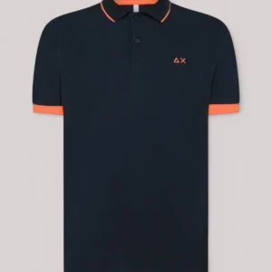 POLO UOMO FLUO SMALL STRIPE NAVY BLUE
