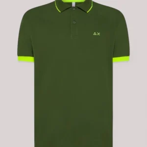 POLO UOMO FLUO SMALL STRIPE VERDE SCURO