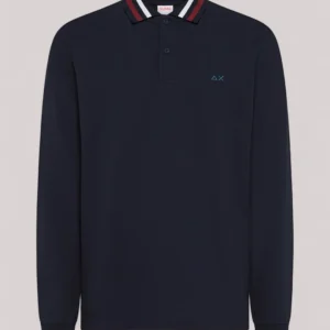 POLO UOMO CON COLLETTO A RIGHE  NAVY BLUE