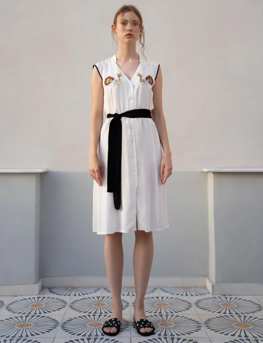 Abito bianco estivo PEACOCK - immagine 3