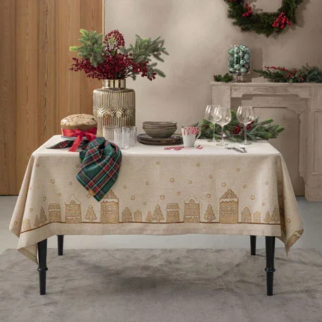 THUN Tovaglia Antimacchia 150x260 cm Thunland Gingerbreadhouse Beige - immagine 3
