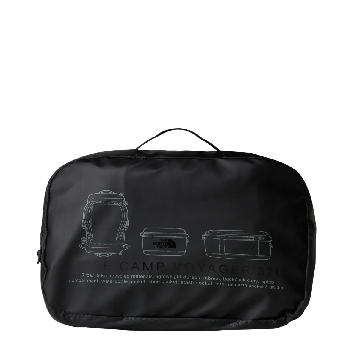 The North Face Borsone Zaino Duffel Base Camp Voyager 32L in Poliestere Nero Grigio Asfalto - immagine 6