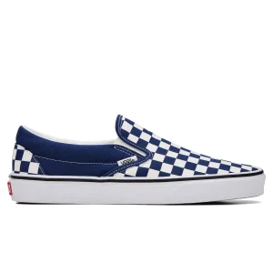Vans Scarpe Classic Slip-On Checkerboard in Tela Blu Indigo Unisex