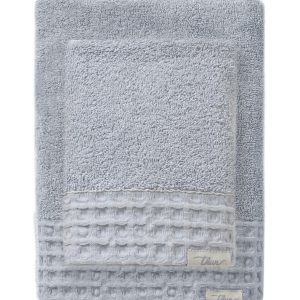 THUN Set 2 Asciugamani Iconic Elegance 40x60 + 60x100 cm Tinta Unita Blu B300333