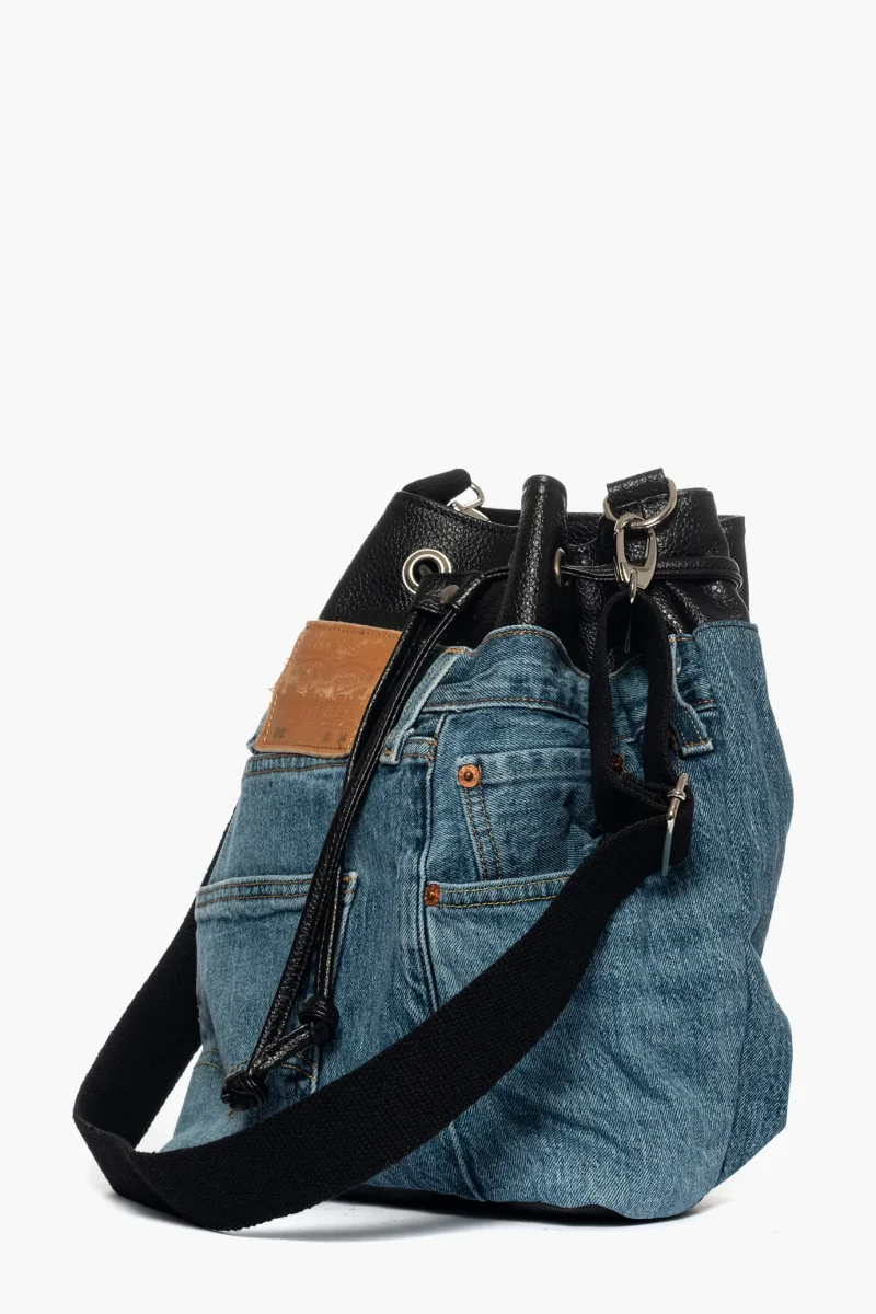 Secchiello in jeans e nero con tracolla Style - immagine 3