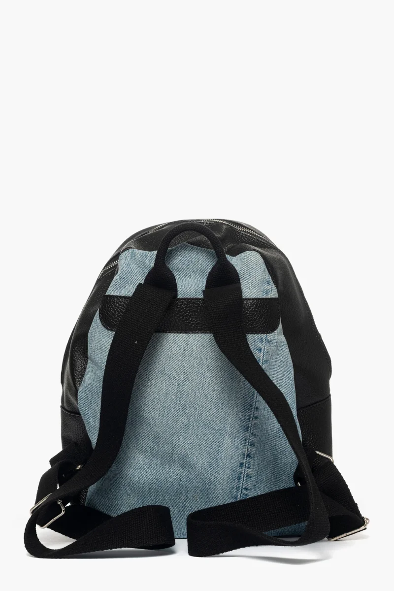 Zaino in jeans e nero con borchie - immagine 4