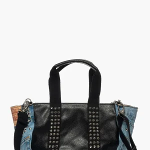 Borsa Mood in jeans e nero con borchie