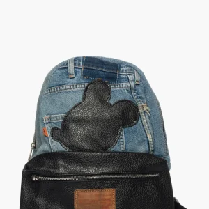 Zaino Mickey Mouse denim e pelle nero