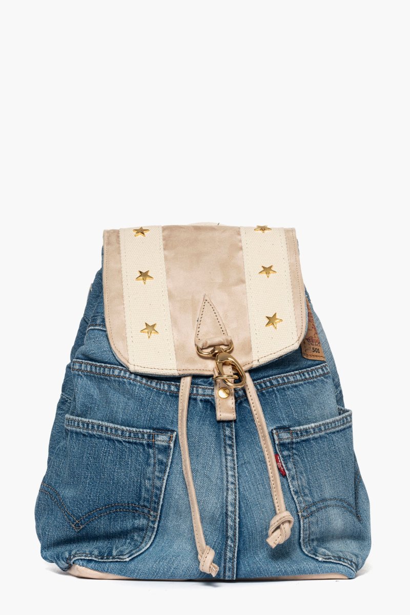 Zaino denim e beige con stelle Star
