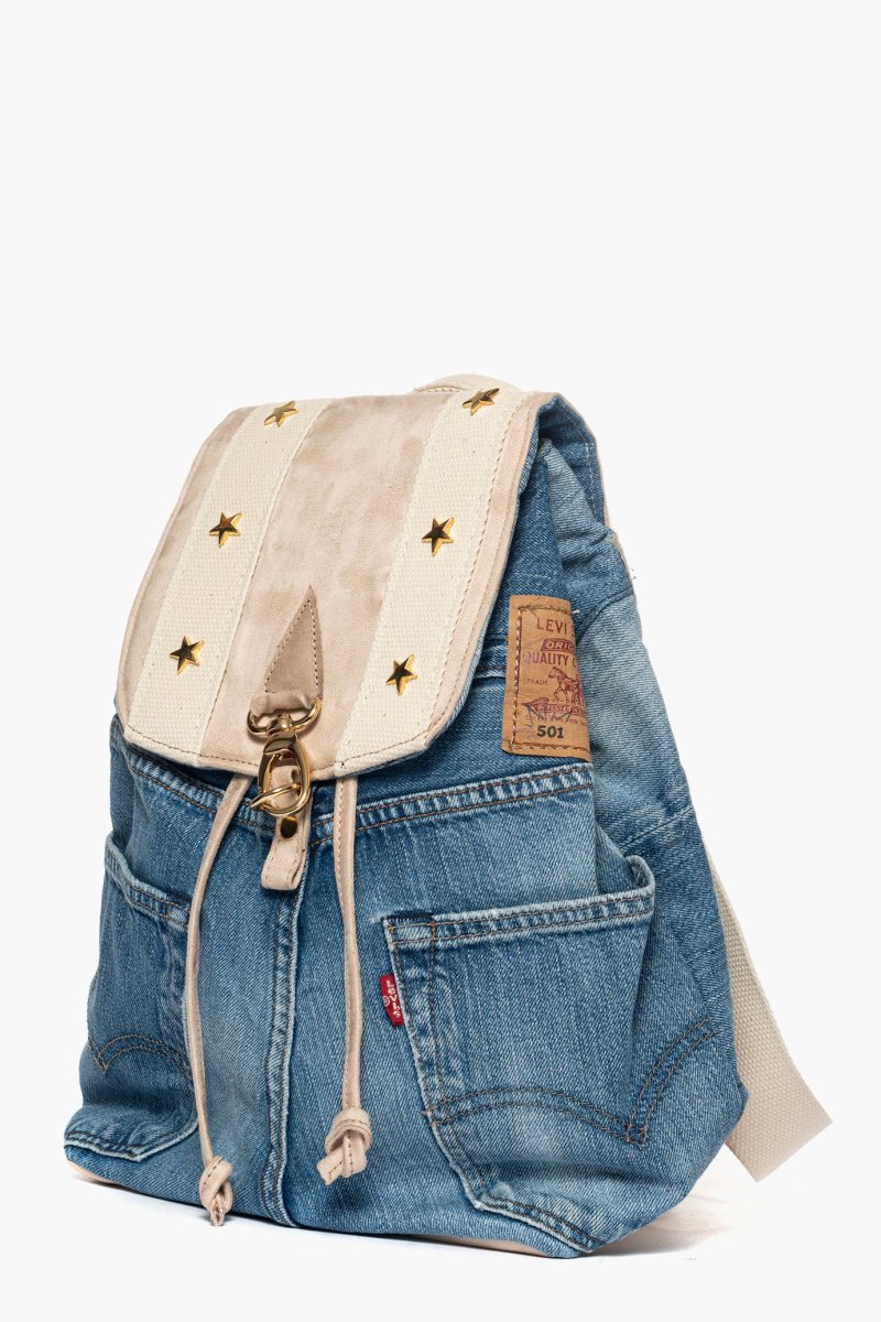Zaino denim e beige con stelle Star - immagine 3