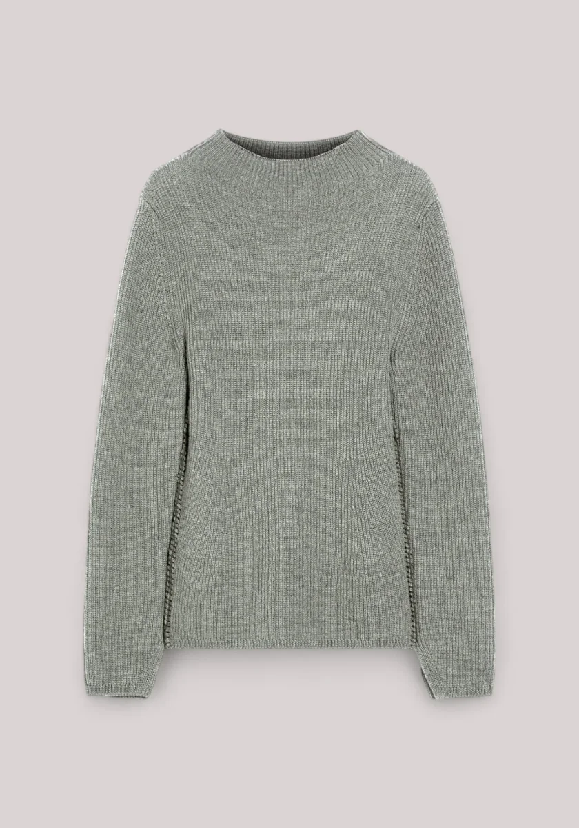 MAGLIA DONNA IN LANA VERGINE GRIGIO CHIARO