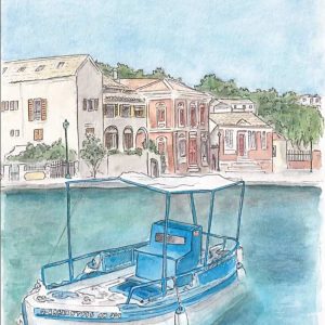Illustrazione acquerello: barchetta a Gaios