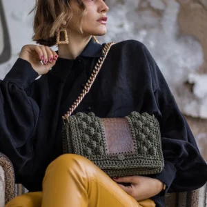 Borsa a spalla NEFELI Brown-Green