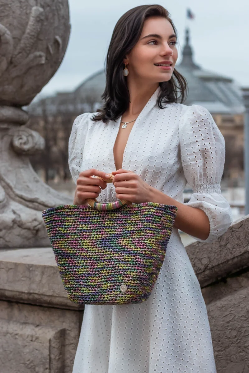 Borsa a mano JEANNE Multicolour Raffia - immagine 6