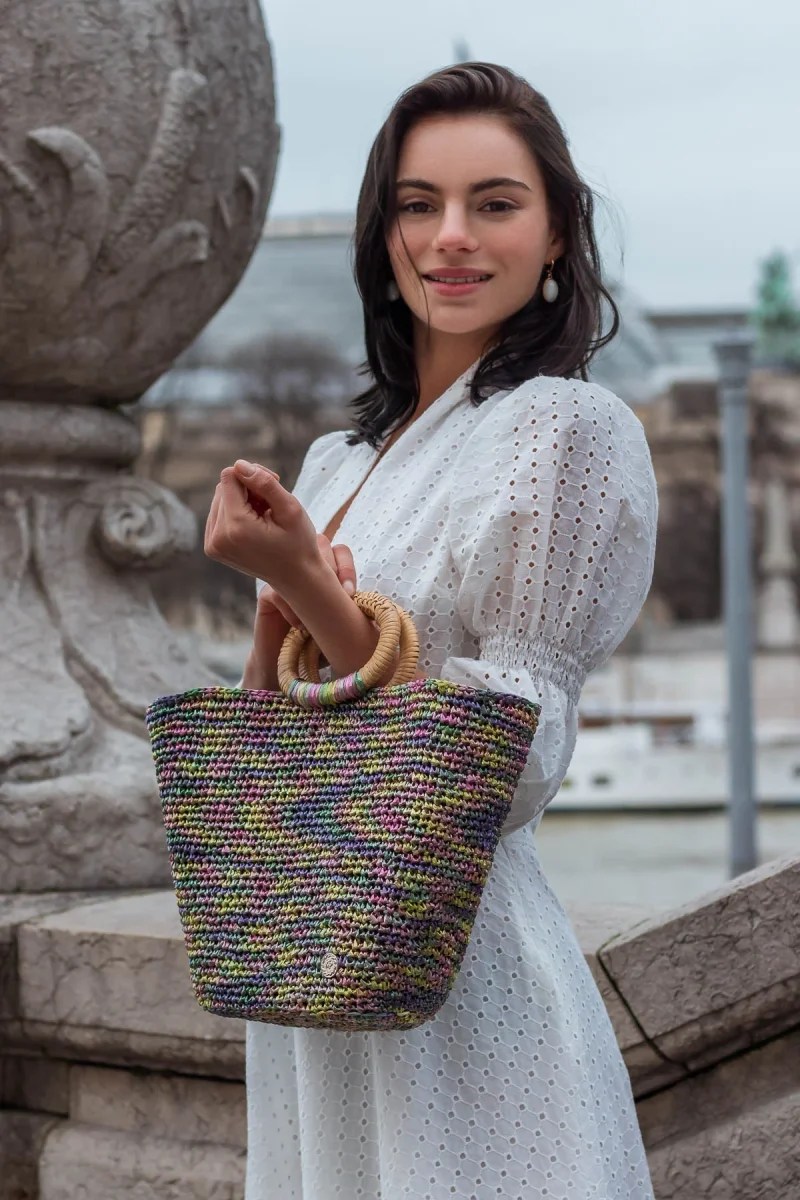 Borsa a mano JEANNE Multicolour Raffia - immagine 4