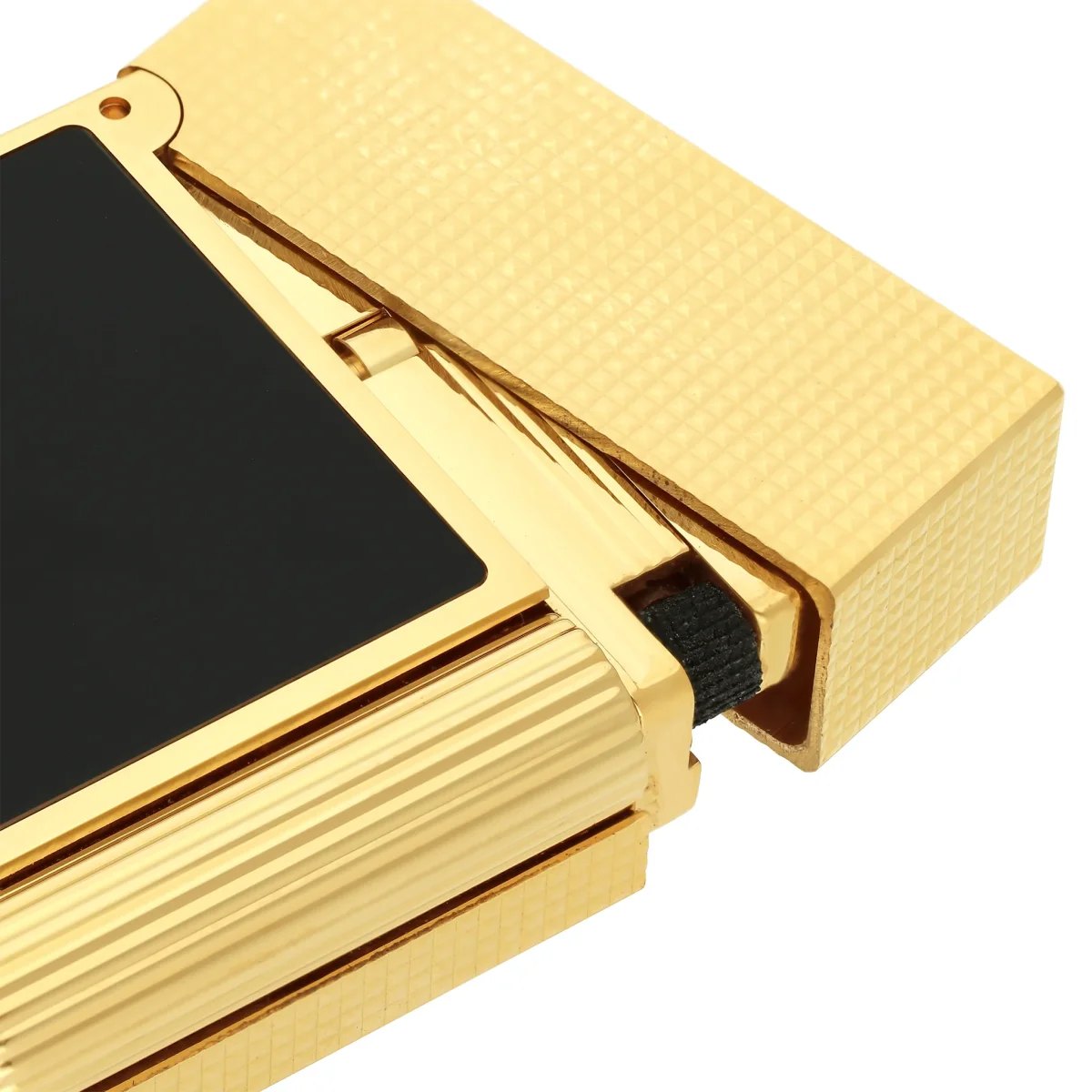 S.t.dupont accendino ligne 2 diamante uomo donna lacca nera oro c16601 - immagine 5