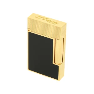 S.t.dupont accendino ligne 2 diamante uomo donna lacca nera oro c16601