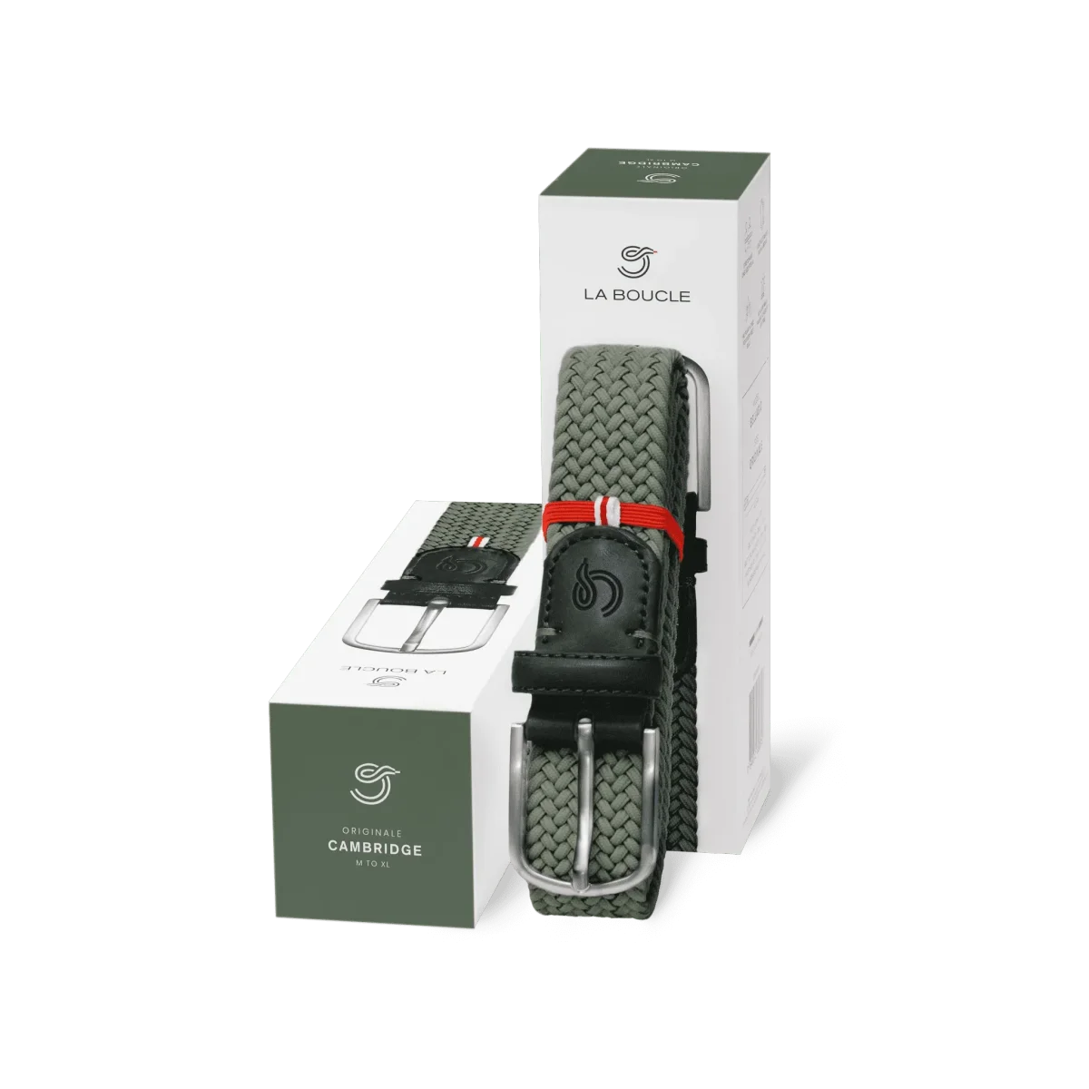 La Boucle cintura intrecciata con fibbia in metallo premium box regalo Cambridge verde militare - immagine 4