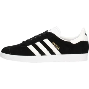 Adidas Scarpe Sneakers Gazelle in Pelle Suede Nero Bianco Uomo