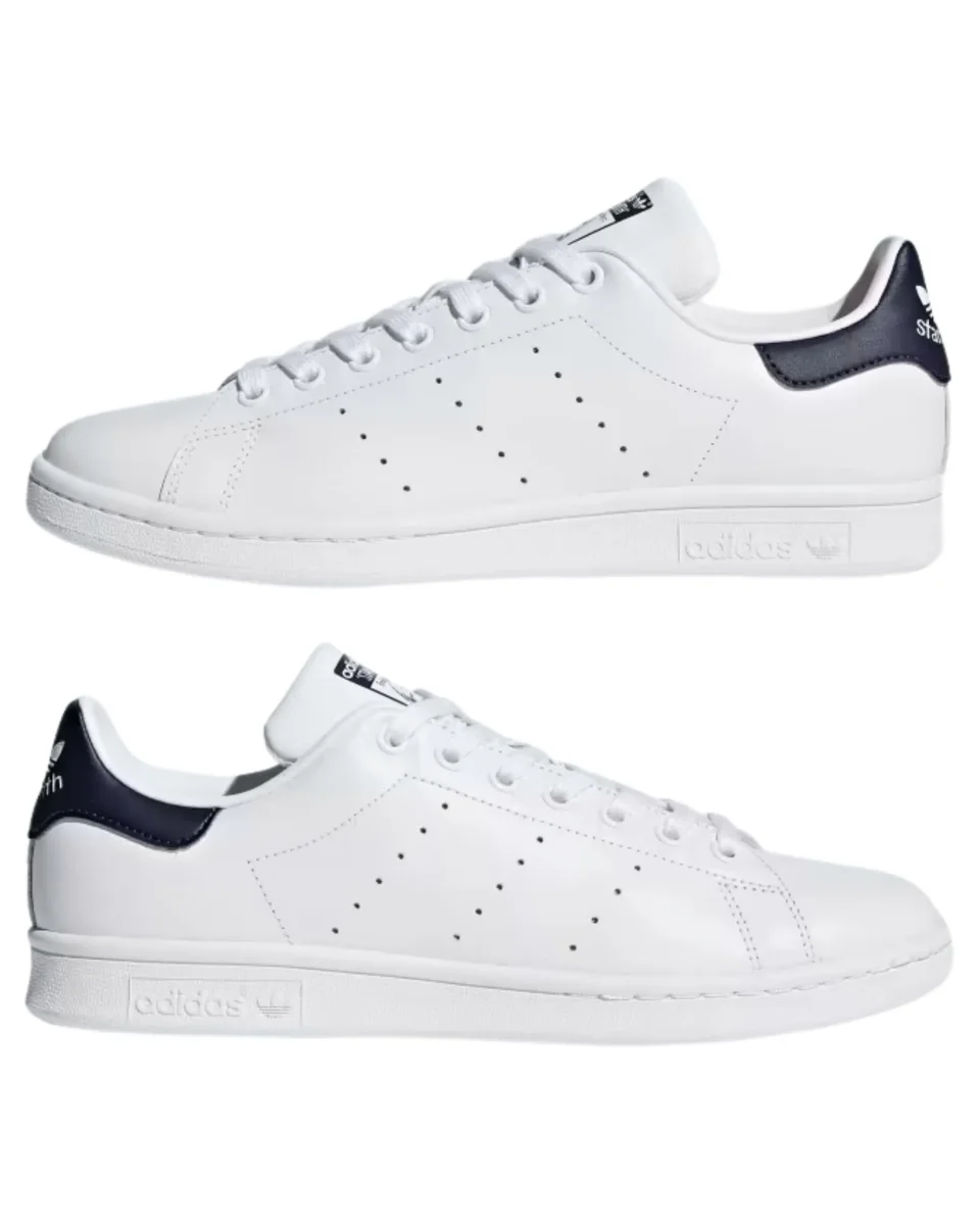 Adidas Scarpe Sneaker Stan Smith in Pelle Bianco Blu Uomo - immagine 4
