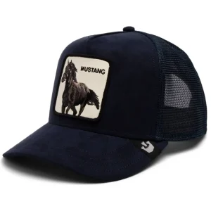 Goorin Bros. Trucker Cap In Suede Con Visiera Patch Animale Blu Unisex